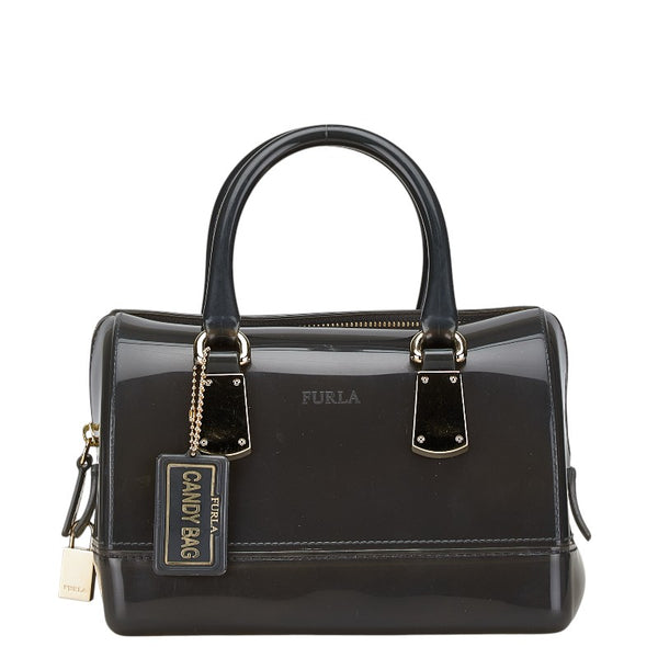 フルラ キャンディバッグ ハンドバッグ ミニボストンバッグ グレー ビニール レディース Furla 【中古】