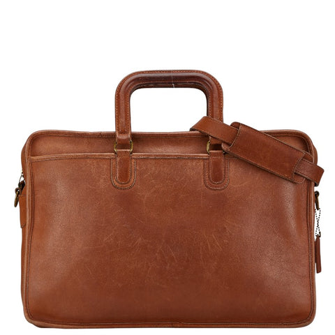 コーチ ビジネスバッグ ブリーフケース ショルダーバッグ 2WAY ブラウン レザー メンズ COACH 【中古】