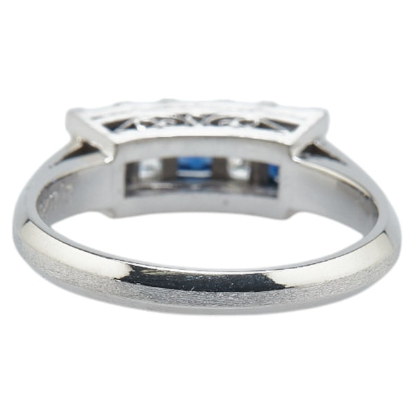Pt900 プラチナ サファイア0.65ct ダイヤ0.23ct 一文字 リング 指輪 レディース 11.5号 【中古】