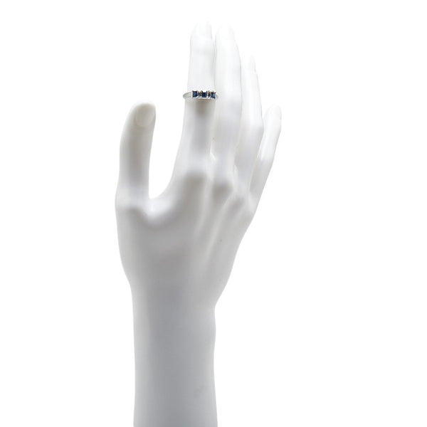 Pt900 プラチナ サファイア0.65ct ダイヤ0.23ct 一文字 リング 指輪 レディース 11.5号 【中古】