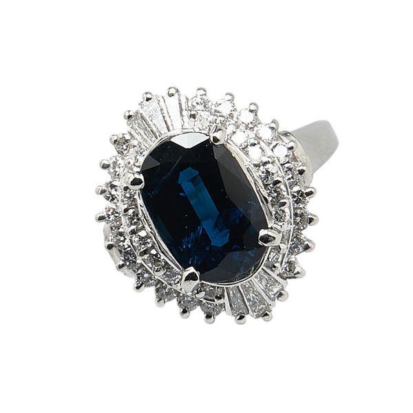 Pt900 プラチナ サファイア2.75ct ダイヤ0.67ct リング 指輪 レディース 10号 【中古】