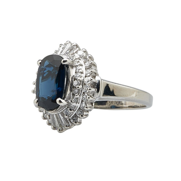 Pt900 プラチナ サファイア2.75ct ダイヤ0.67ct リング 指輪 レディース 10号 【中古】