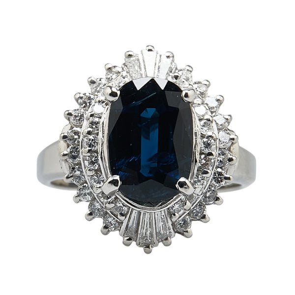 Pt900 プラチナ サファイア2.75ct ダイヤ0.67ct リング 指輪 レディース 10号 【中古】