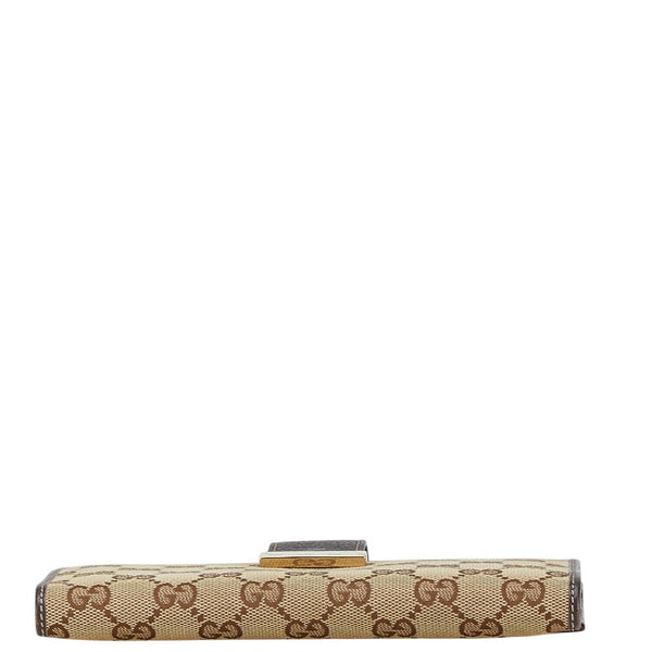 グッチ GGキャンバス 二つ折り財布 212089 ベージュ ブラウン キャンバス レザー レディース GUCCI 【中古】