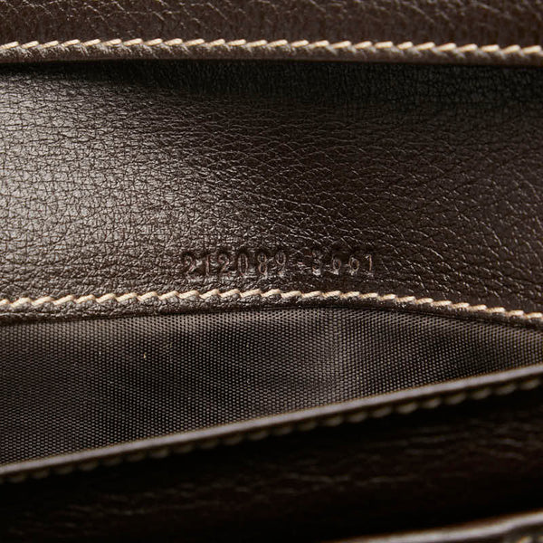 グッチ GGキャンバス 二つ折り財布 212089 ベージュ ブラウン キャンバス レザー レディース GUCCI 【中古】