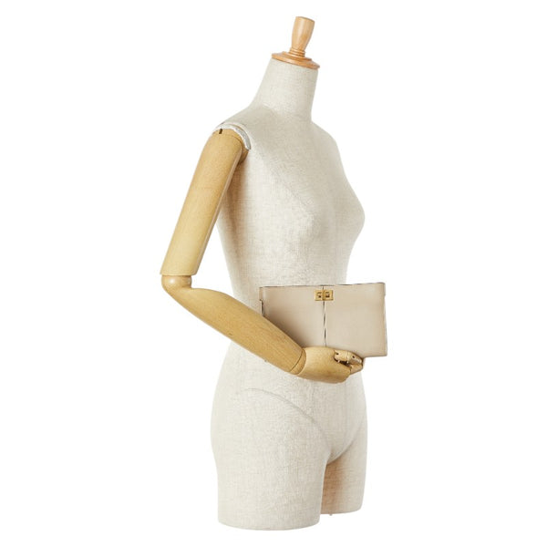 フェンディ ピーカブー ロングウォレット 長財布 8M0412 ベージュ レザー レディース FENDI 【中古】