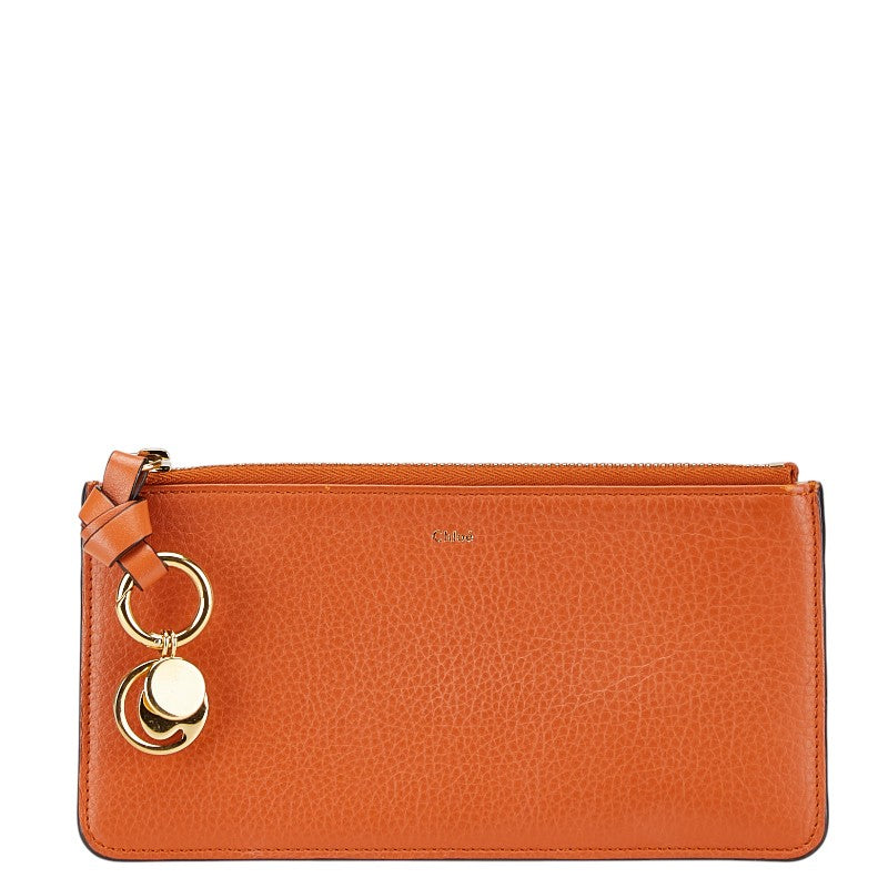 クロエ カードケース コインケース フラグメントケース オレンジ レザー レディース Chloe 【中古】
