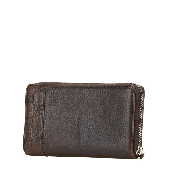 グッチ グッチシマ ミストラル ラウンドファスナー 長財布 307993 ブラウン レザー レディース GUCCI 【中古】