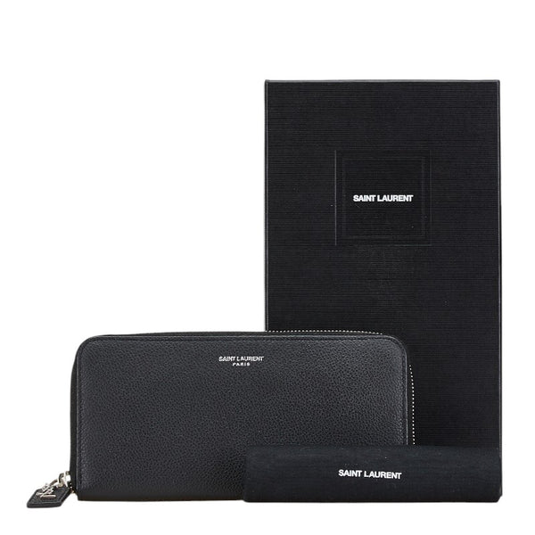 サンローラン ラウンドファスナー 長財布 414680 ブラック レザー レディース SAINT LAURENT 【中古】