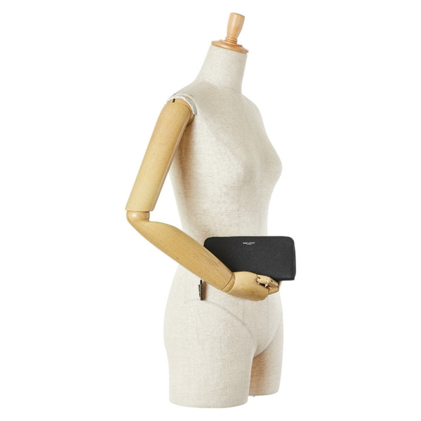 サンローラン ラウンドファスナー 長財布 414680 ブラック レザー レディース SAINT LAURENT 【中古】