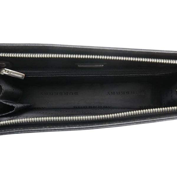 バーバリー セカンドバッグ クラッチバッグ ブラック PVC レザー レディース BURBERRY 【中古】
