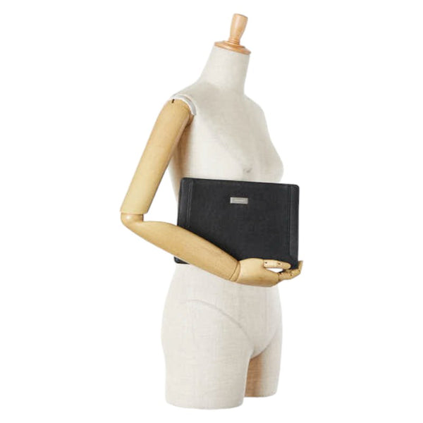 バーバリー セカンドバッグ クラッチバッグ ブラック PVC レザー レディース BURBERRY 【中古】