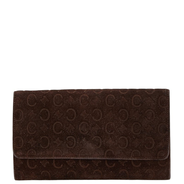 セリーヌ Cマカダム 二つ折り財布 ブラウン スエード レディース CELINE 【中古】