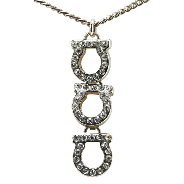 サルヴァトーレフェラガモ ガンチーニ ラインストーン ネックレス シルバー メタル レディース Salvatore Ferragamo 【中古】