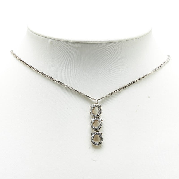 サルヴァトーレフェラガモ ガンチーニ ラインストーン ネックレス シルバー メタル レディース Salvatore Ferragamo 【中古】