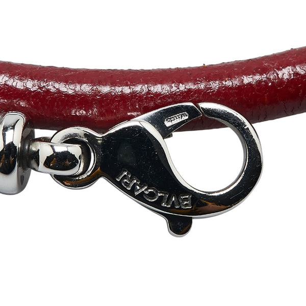 ブルガリ ネックレス チョーカー ブラウン シルバー レザー メタル レディース BVLGARI 【中古】