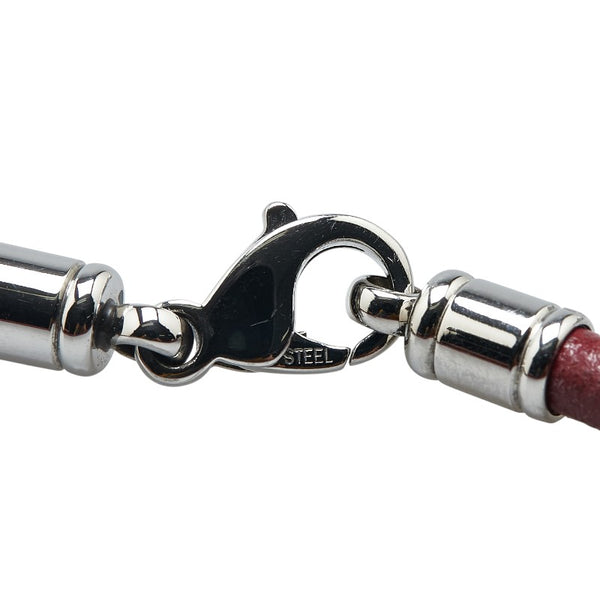 ブルガリ ネックレス チョーカー ブラウン シルバー レザー メタル レディース BVLGARI 【中古】