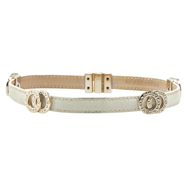 ブルガリ ブルガリブルガリ ブレスレット ホワイト ゴールド レザー メッキ レディース BVLGARI 【中古】
