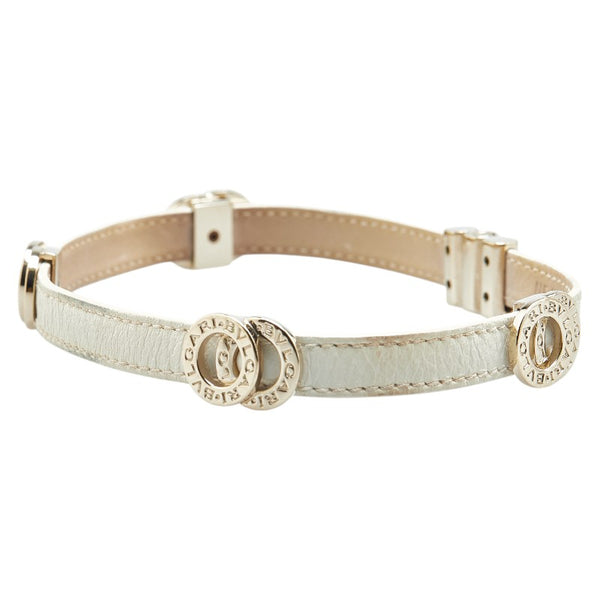 ブルガリ ブルガリブルガリ ブレスレット ホワイト ゴールド レザー メッキ レディース BVLGARI 【中古】