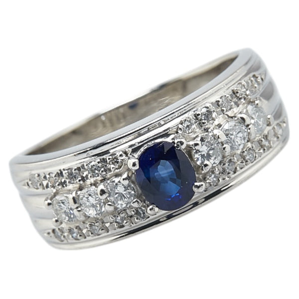 Pt900 プラチナ サファイア0.41ct ダイヤ0.46ct リング 指輪 レディース 15号 【中古】