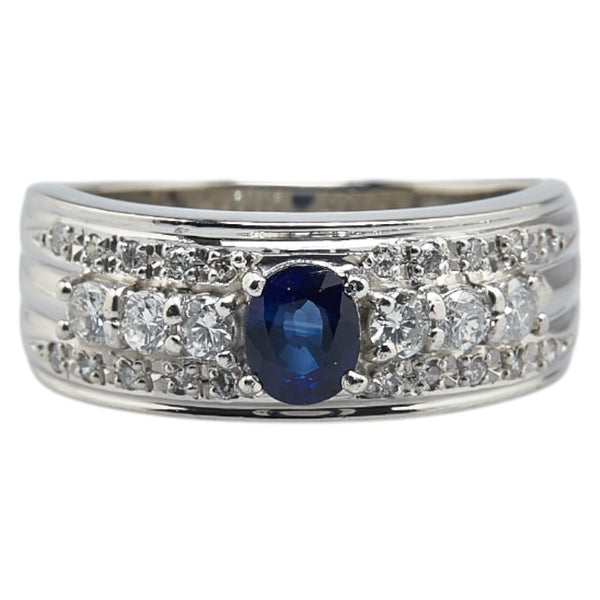 Pt900 プラチナ サファイア0.41ct ダイヤ0.46ct リング 指輪 レディース 15号 【中古】