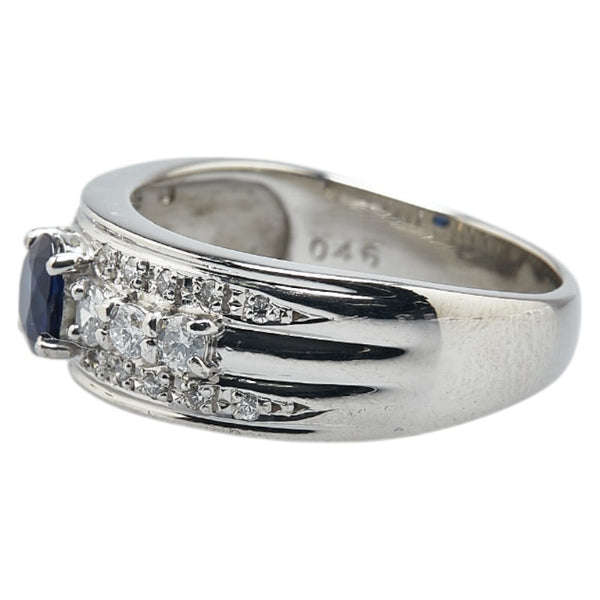 Pt900 プラチナ サファイア0.41ct ダイヤ0.46ct リング 指輪 レディース 15号 【中古】