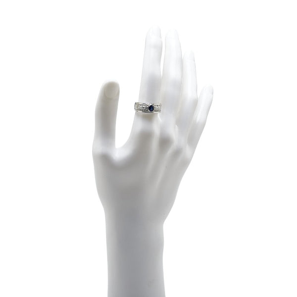 Pt900 プラチナ サファイア0.41ct ダイヤ0.46ct リング 指輪 レディース 15号 【中古】