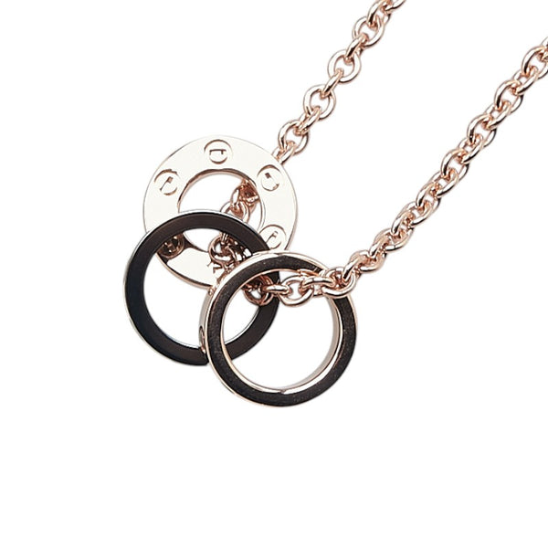 カルティエ ラブ スリーフープ ダイヤモンド 4P ネックレス K18PG ピンクゴールド セラミック レディース CARTIER 【中古】