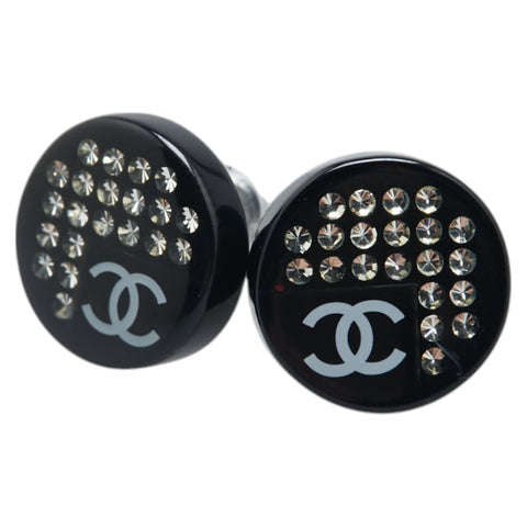 シャネル ココマーク ピアス ブラック シルバー プラスチック メタル レディース CHANEL 【中古】