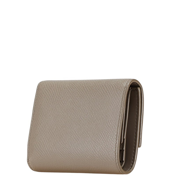 セリーヌ スモール トリフォールド ウォレット 三つ折り財布 コンパクトウォレット グレージュ レザー レディース CELINE 【中古】