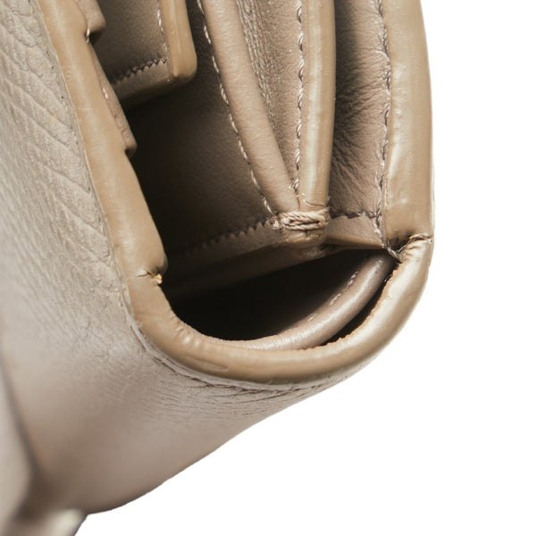 セリーヌ スモール トリフォールド ウォレット 三つ折り財布 コンパクトウォレット グレージュ レザー レディース CELINE 【中古】
