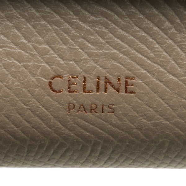 セリーヌ スモール トリフォールド ウォレット 三つ折り財布 コンパクトウォレット グレージュ レザー レディース CELINE 【中古】