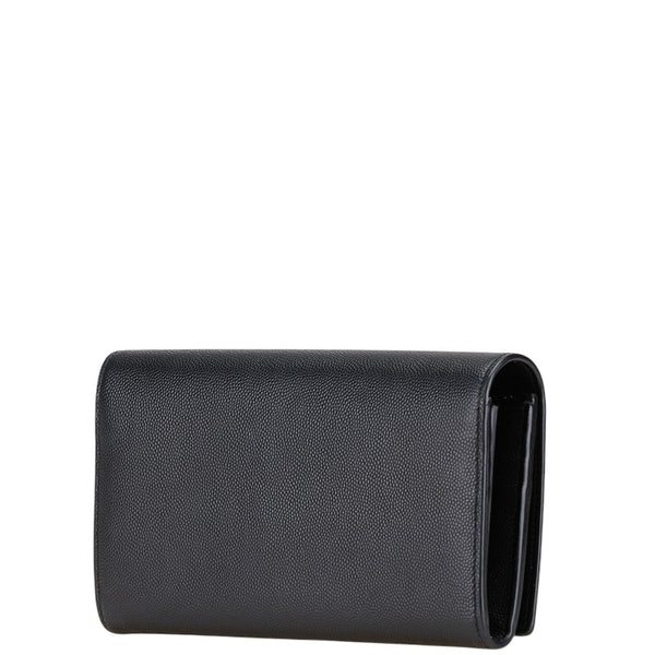 サンローラン YSLロゴ 長財布 ブラック レザー レディース SAINT LAURENT 【中古】