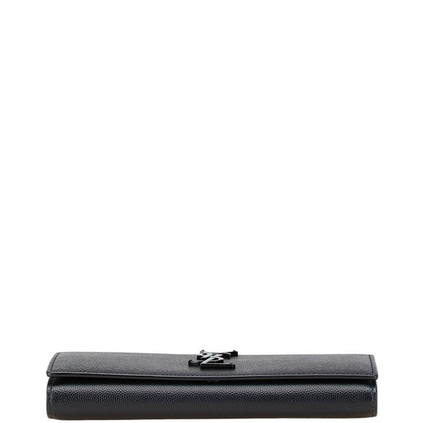 サンローラン YSLロゴ 長財布 ブラック レザー レディース SAINT LAURENT 【中古】