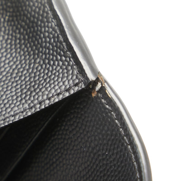 サンローラン YSLロゴ 長財布 ブラック レザー レディース SAINT LAURENT 【中古】