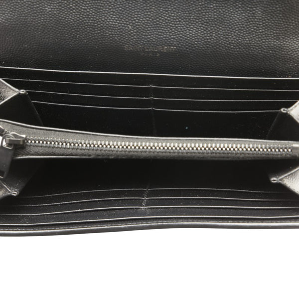 サンローラン YSLロゴ 長財布 ブラック レザー レディース SAINT LAURENT 【中古】