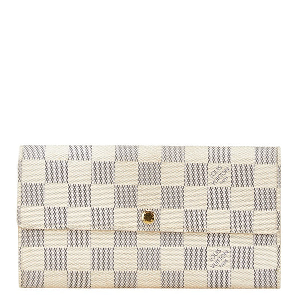 ルイ ヴィトン ダミエ アズール ポルトフォイユ サラ 長財布 N61735 ホワイト PVC レザー レディース LOUIS VUITTON 【中古】