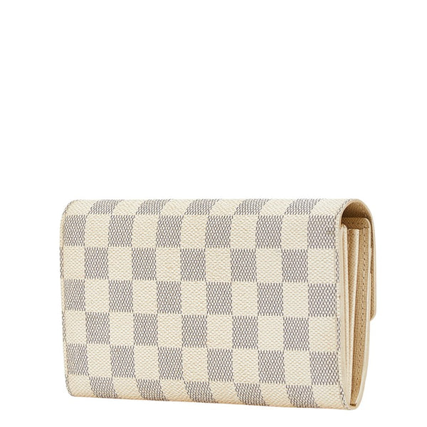 ルイ ヴィトン ダミエ アズール ポルトフォイユ サラ 長財布 N61735 ホワイト PVC レザー レディース LOUIS VUITTON 【中古】