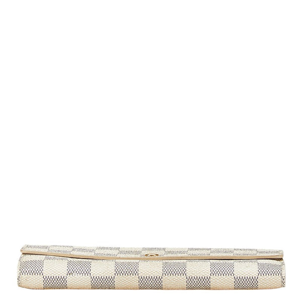 ルイ ヴィトン ダミエ アズール ポルトフォイユ サラ 長財布 N61735 ホワイト PVC レザー レディース LOUIS VUITTON 【中古】