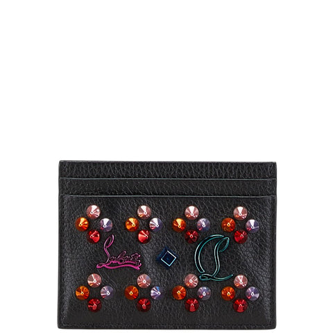 クリスチャンルブタン スパイクスタッズ カードケース ブラック レザー レディース Christian Louboutin 【中古】