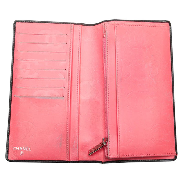 シャネル カンボンライン ココマーク 長財布 ブラック ラムスキン レディース CHANEL 【中古】