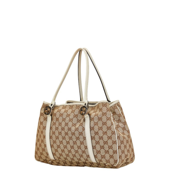 グッチ GGキャンバス ダブルG トートバッグ ショルダーバッグ 232957 ベージュ ホワイト キャンバス レザー レディース GUCCI 【中古】