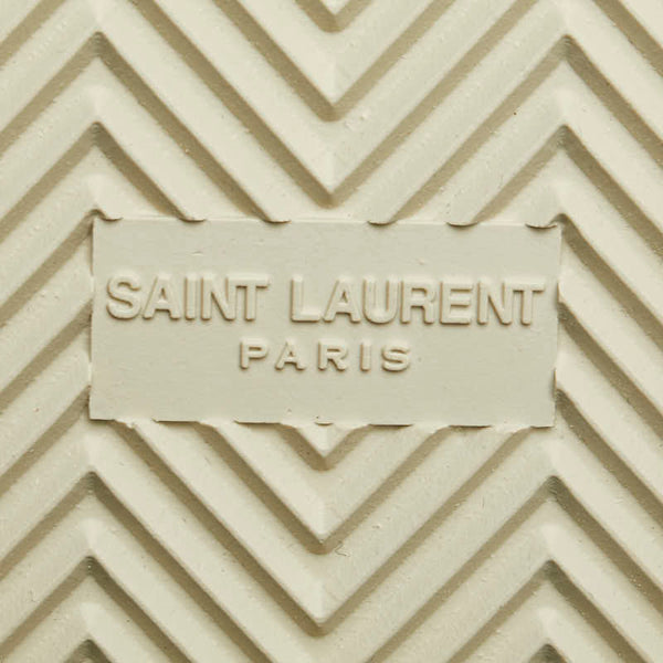 サンローラン ベビーキャット レオパード柄 スリッポン サイズ：37 1/2 ホワイト ブラック キャンバス レディース SAINT LAURENT 【中古】