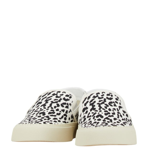 サンローラン ベビーキャット レオパード柄 スリッポン サイズ：37 1/2 ホワイト ブラック キャンバス レディース SAINT LAURENT 【中古】