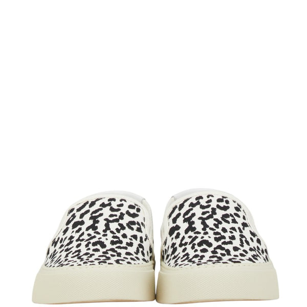 サンローラン ベビーキャット レオパード柄 スリッポン サイズ：37 1/2 ホワイト ブラック キャンバス レディース SAINT LAURENT 【中古】