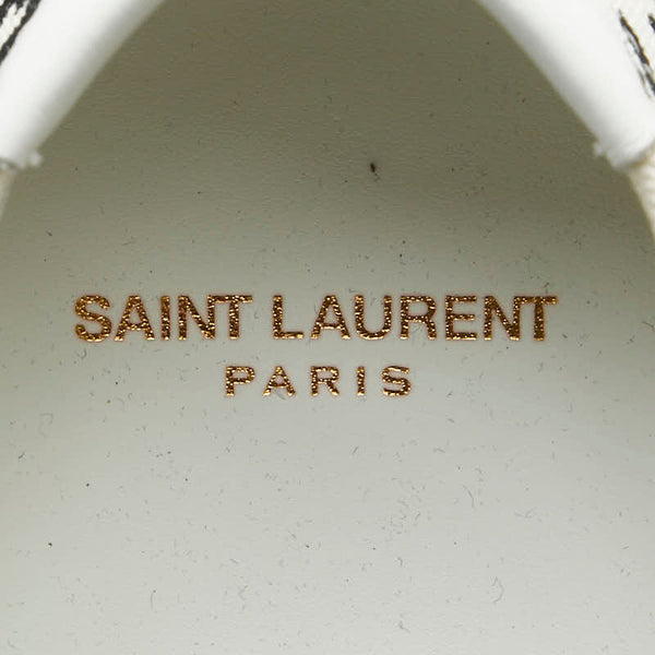 サンローラン ベビーキャット レオパード柄 スリッポン サイズ：37 1/2 ホワイト ブラック キャンバス レディース SAINT LAURENT 【中古】