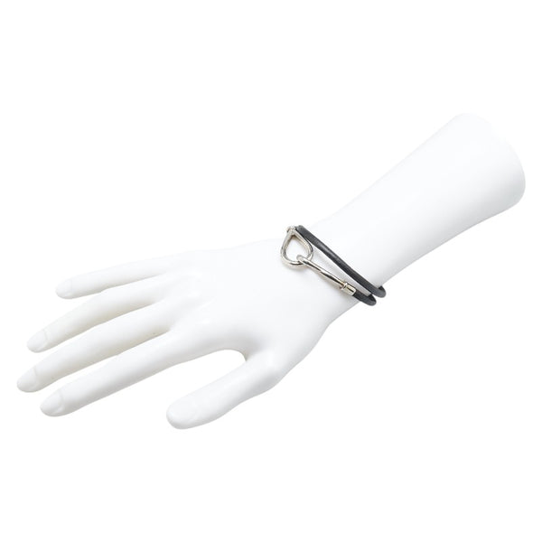 エルメス ジャンボ ブレスレット ブラック シルバー レザー メタル レディース HERMES 【中古】