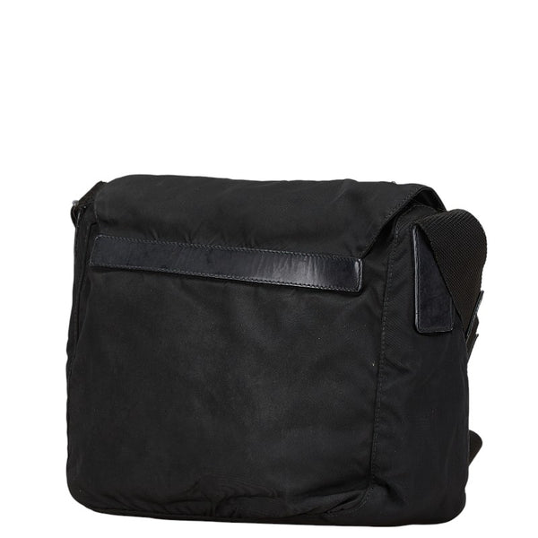 プラダ 三角ロゴプレート ショルダーバッグ ブラック ナイロン レザー レディース PRADA 【中古】