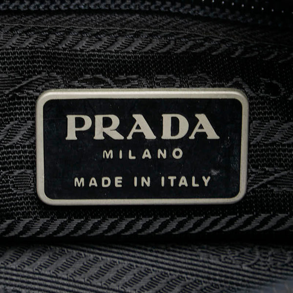 プラダ 三角ロゴプレート ショルダーバッグ ブラック ナイロン レザー レディース PRADA 【中古】
