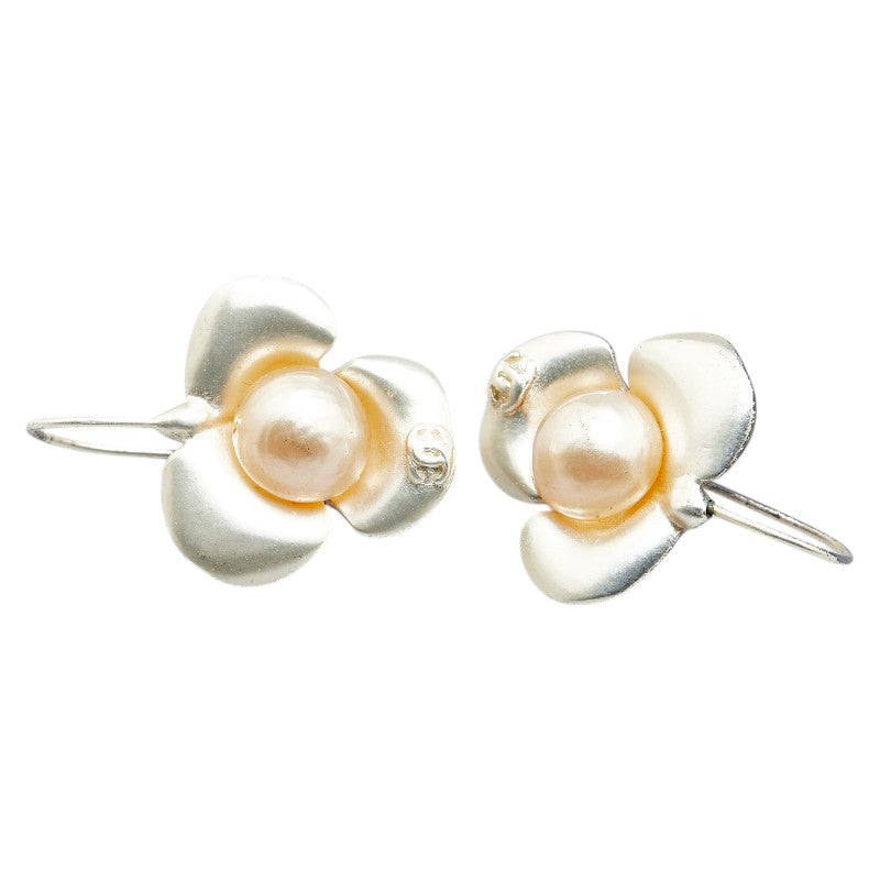 シャネル ココマーク カメリア ピアス シルバー メタル フェイクパール レディース CHANEL 【中古】